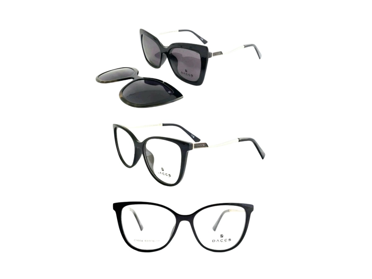 Clip-On C1004 — Armação de grau feminina com lente solar removível, Daccs Eyewear